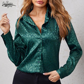 Γυναικείο πουκάμισο με στάμπα Office Lady άνοιξη 2022 Γυναικεία ρούχα με γυριστό γιακά Μακρυμάνικη μπλούζα με μονό στήθος Γυναικεία ρούχα 19169