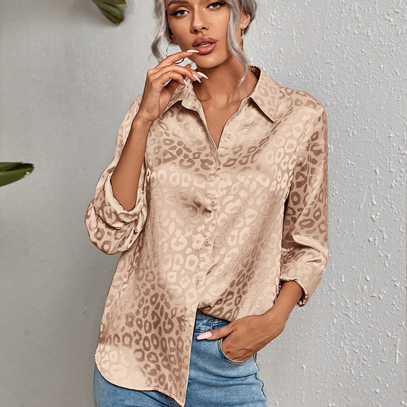 Γυναικείο πουκάμισο με στάμπα Office Lady άνοιξη 2022 Γυναικεία ρούχα με γυριστό γιακά Μακρυμάνικη μπλούζα με μονό στήθος Γυναικεία ρούχα 19169