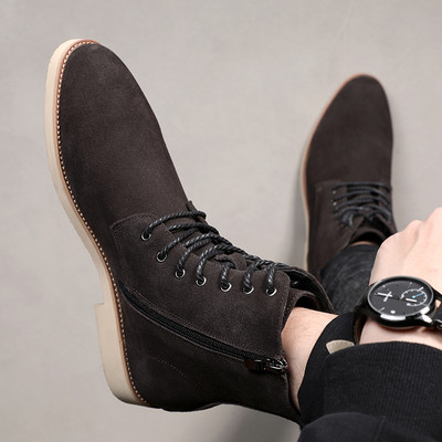 Yomior rudens laisvalaikio vyriški batai senoviniai britų tikros karvės odos batai suvarstomi sniego pliušiniai šilti užtrauktukai Chelsea batai