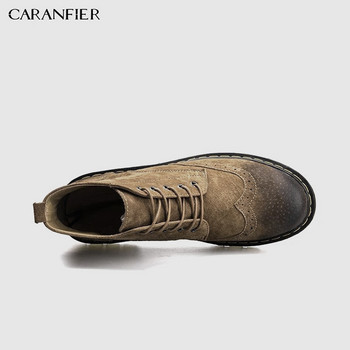 CARANFIER Мъжки обувки Най-високо качество Мъжки ботуши Челси за ходене от кожа Катерене на открито Снежни ботуши Неплъзгащи се водоустойчиви