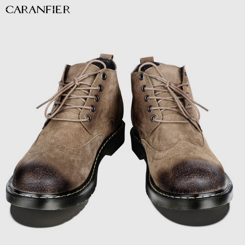 CARANFIER Pantofi pentru bărbați, de calitate superioară, pentru bărbați, din cizme Chelsea de mers pentru alpinism, cizme de zăpadă în aer liber, anti-alunecare, rezistente la apă