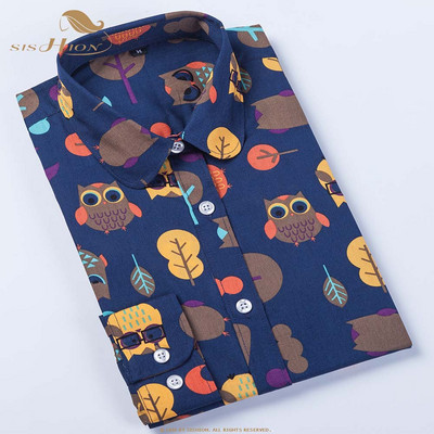 SISHION palaidinė ilgomis rankovėmis, moteriška palaidine su gėlėmis, medvilniniai marškiniai su žvaigždutėmis QY0441, moteriški vintažiniai 5XL didelio dydžio marškiniai, moteriški viršutiniai drabužiai, moteriški