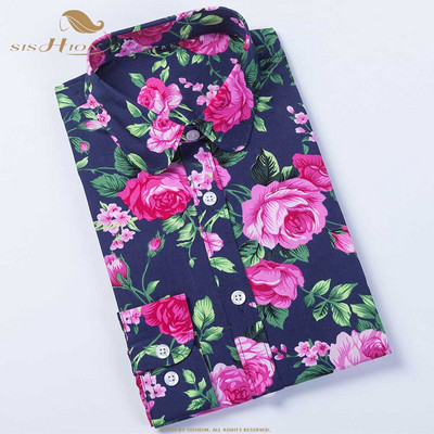 SISHION palaidinė ilgomis rankovėmis, moteriška palaidine su gėlėmis, medvilniniai marškiniai su žvaigždutėmis QY0441, moteriški vintažiniai 5XL didelio dydžio marškiniai, moteriški viršutiniai drabužiai, moteriški