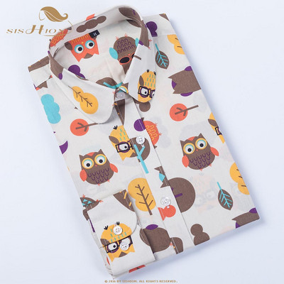 SISHION palaidinė ilgomis rankovėmis, moteriška palaidine su gėlėmis, medvilniniai marškiniai su žvaigždutėmis QY0441, moteriški vintažiniai 5XL didelio dydžio marškiniai, moteriški viršutiniai drabužiai, moteriški