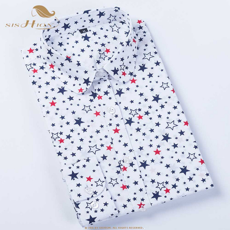 SISHION palaidinė ilgomis rankovėmis, moteriška palaidine su gėlėmis, medvilniniai marškiniai su žvaigždutėmis QY0441, moteriški vintažiniai 5XL didelio dydžio marškiniai, moteriški viršutiniai drabužiai, moteriški
