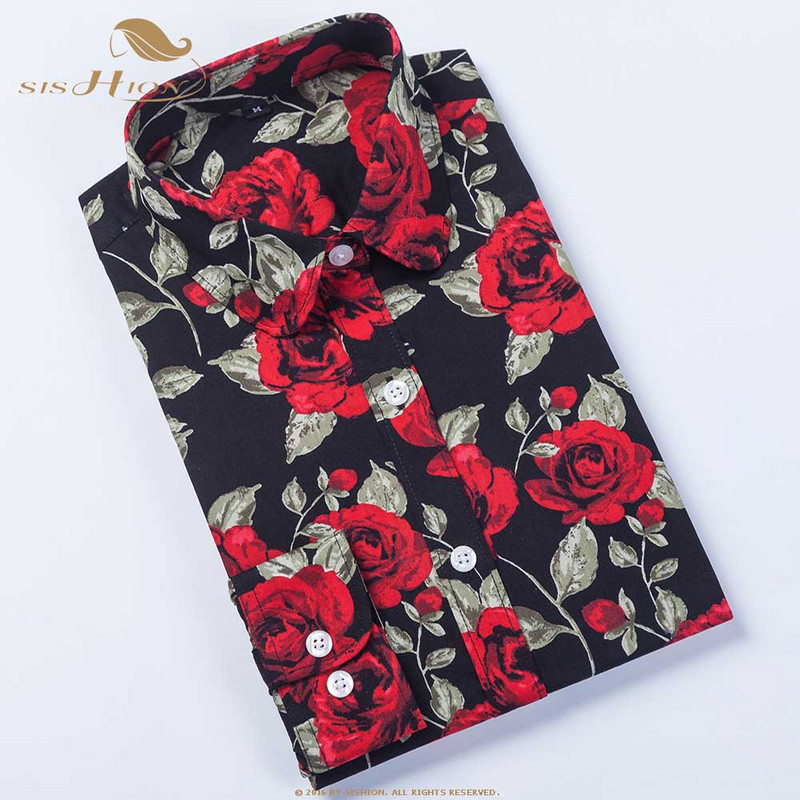 SISHION palaidinė ilgomis rankovėmis, moteriška palaidine su gėlėmis, medvilniniai marškiniai su žvaigždutėmis QY0441, moteriški vintažiniai 5XL didelio dydžio marškiniai, moteriški viršutiniai drabužiai, moteriški