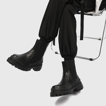 Νέες φθινοπωρινές χειμερινές δερμάτινες μπότες Chelsea για άντρες Slip On Platform Παπούτσια Ανδρικά casual μποτάκια με χαμηλό τακούνι Μπότες μοτοσυκλέτας