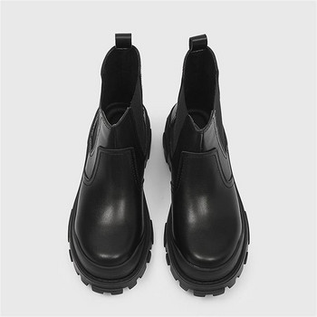 Νέες φθινοπωρινές χειμερινές δερμάτινες μπότες Chelsea για άντρες Slip On Platform Παπούτσια Ανδρικά casual μποτάκια με χαμηλό τακούνι Μπότες μοτοσυκλέτας