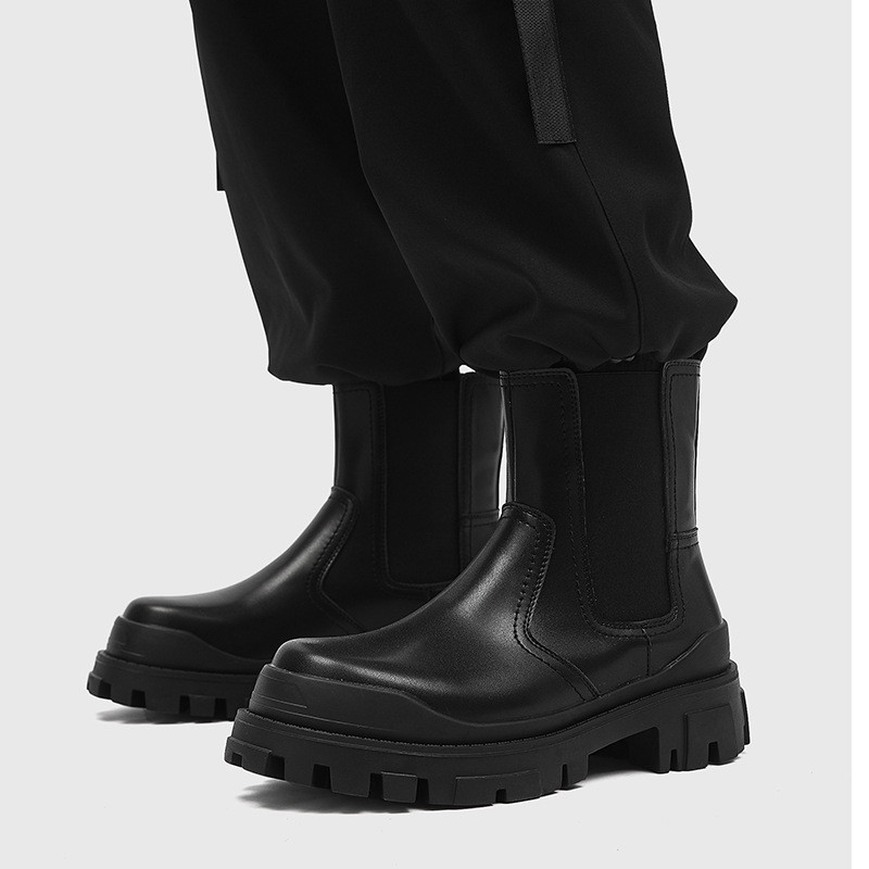 Nove jesensko-zimske kožne Chelsea čizme za muškarce Cipele s natikačem s platformom Muške ležerne čizme za gležnjeve Motorističke čizme na nisku petu