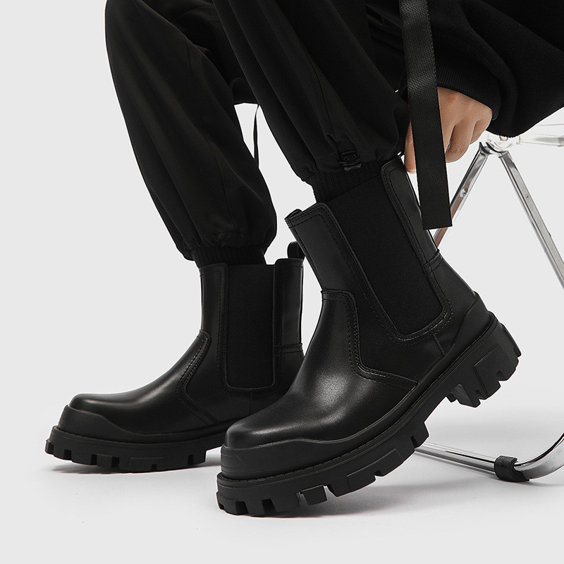 Nove jesensko-zimske kožne Chelsea čizme za muškarce Cipele s natikačem s platformom Muške ležerne čizme za gležnjeve Motorističke čizme na nisku petu
