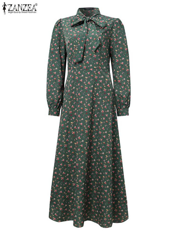 Rochii boeme cu imprimeuri florale 2023 pentru vacanța de toamnă rochii leagăn rochie maxi elegante pentru femei ZANZEA rochie de soare șic cu mânecă lungă