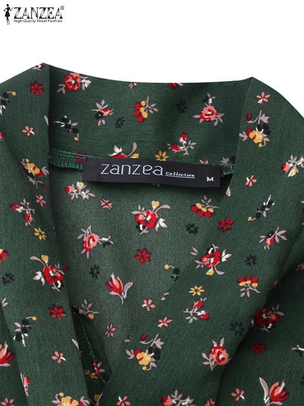 Rochii boeme cu imprimeuri florale 2023 pentru vacanța de toamnă rochii leagăn rochie maxi elegante pentru femei ZANZEA rochie de soare șic cu mânecă lungă