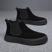 muške ležerne čizme od goveđe antilop kože crne ravne cipele za maturalnu zabavu kaubojske platforme chelsea čizme jesen zima gležnjače muške