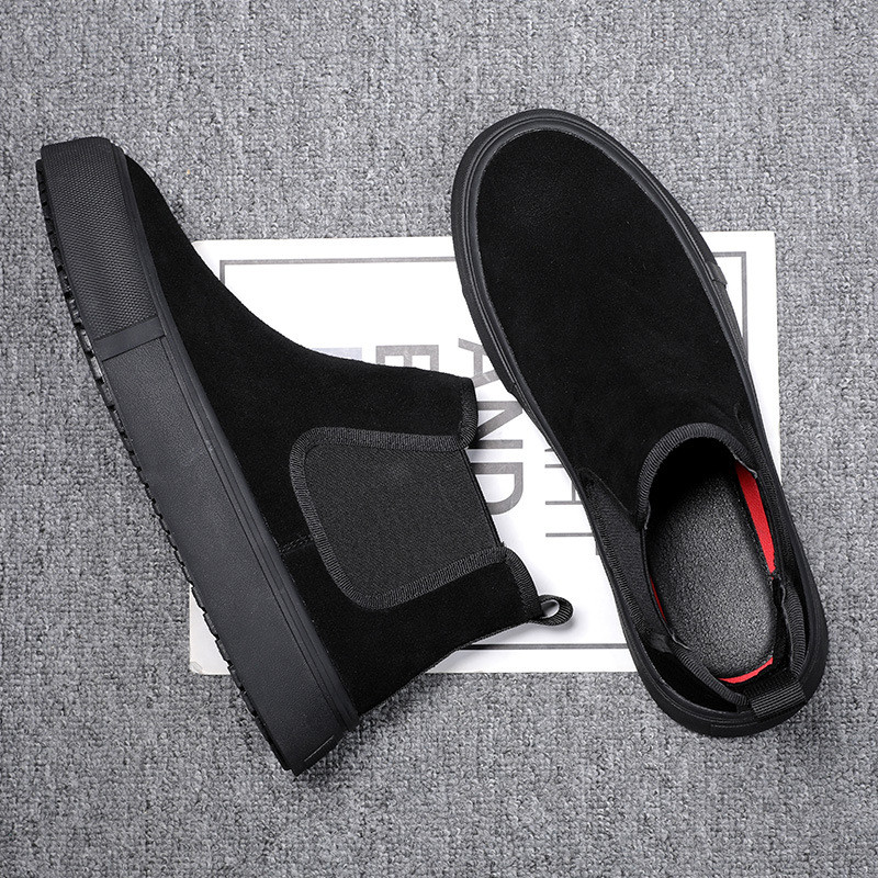 muške ležerne čizme od goveđe antilop kože crne ravne cipele za maturalnu zabavu kaubojske platforme chelsea čizme jesen zima gležnjače muške