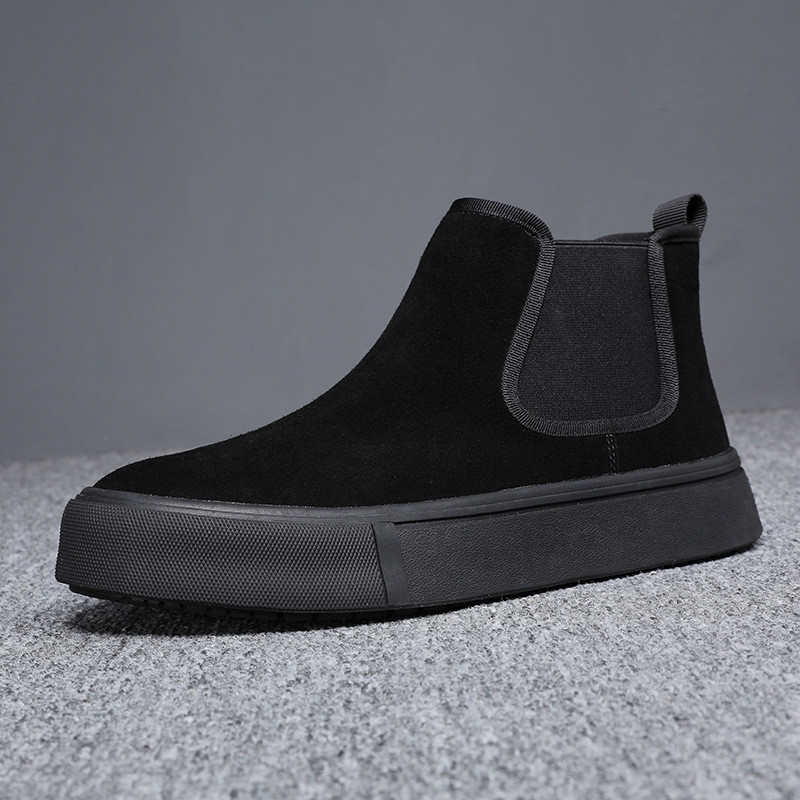 muške ležerne čizme od goveđe antilop kože crne ravne cipele za maturalnu zabavu kaubojske platforme chelsea čizme jesen zima gležnjače muške