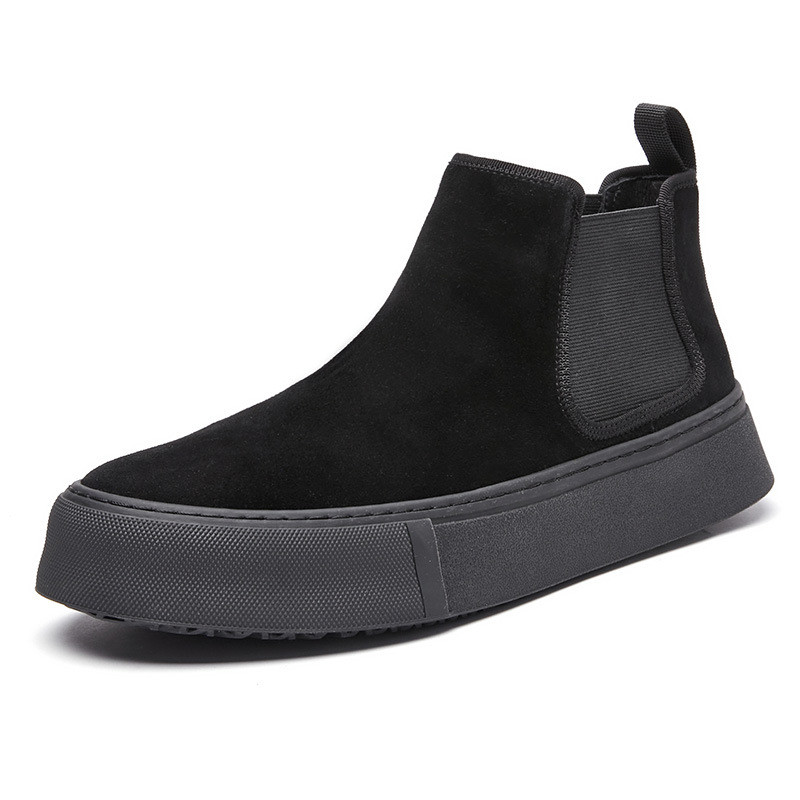 muške ležerne čizme od goveđe antilop kože crne ravne cipele za maturalnu zabavu kaubojske platforme chelsea čizme jesen zima gležnjače muške