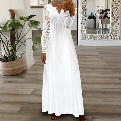 Party haljina Ženska Proljeće Ljeto V-izrez dugih rukava Elegantna modna salonka s printom Ženska maksi haljina Ulična odjeća Dropshipping