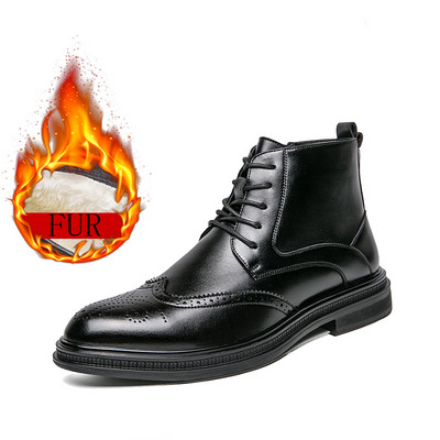 Cizme de iarnă Cizme Chelsea pentru bărbați Cizme casual respirabile pentru bărbați Cizme de tip bloc de modă pentru bărbați Cizme anti-alunecare pentru bărbați de afaceri