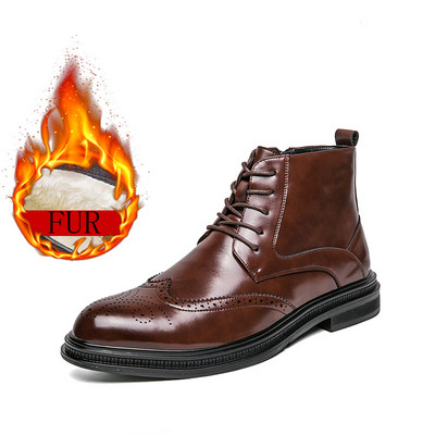 Cizme de iarnă Cizme Chelsea pentru bărbați Cizme casual respirabile pentru bărbați Cizme de tip bloc de modă pentru bărbați Cizme anti-alunecare pentru bărbați de afaceri