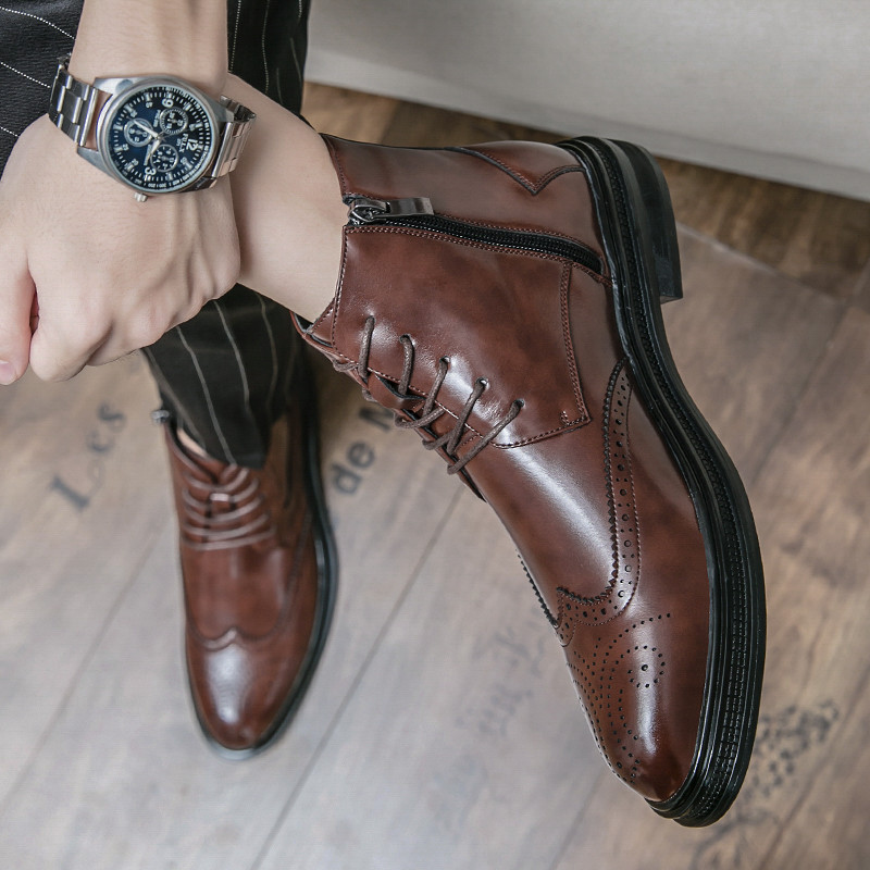 Cizme de iarnă Cizme Chelsea pentru bărbați Cizme casual respirabile pentru bărbați Cizme de tip bloc de modă pentru bărbați Cizme anti-alunecare pentru bărbați de afaceri