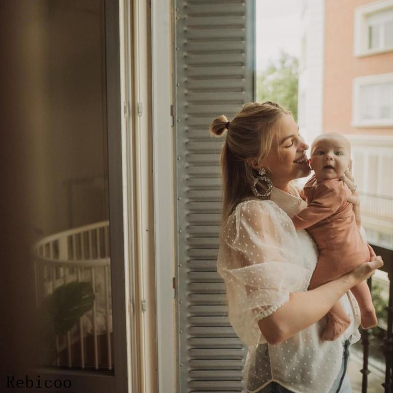 Γυναικεία δικτυωτή διάφανη μπλούζα Διαφανές μακρυμάνικο πουκάμισο μπλούζα μόδας με μαργαριτάρι διαφανές λευκό πουκάμισο Γυναικεία μπλούζα