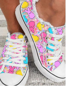 Γυναικεία πάνινα παπούτσια με αντίθεση Λεοπάρ στάμπα ξεφτισμένα γυναικεία παπούτσια καμβά εκτύπωσης καμβά Γυναικεία ίσια αθλητικά παπούτσια Casual παπούτσια Loafers