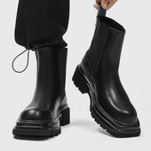 Cizme chelsea de modă pentru bărbați în stil britanic pantofi din de înaltă, de designer de brand, cizme de cowboy cu vârf pătrat, pantofi lungi