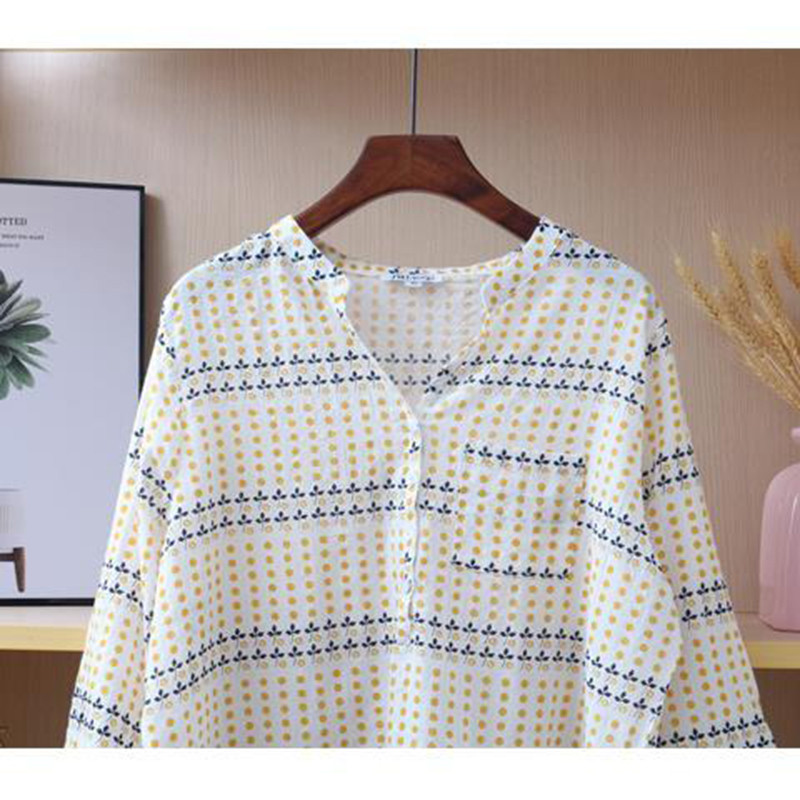 Ljeto Novi umjetnički stil Ženske ležerne košulje s 3/4 rukava s V-izrezom Vintage print široke bluze 100% pamuk Femme majice visoke kvalitete M81