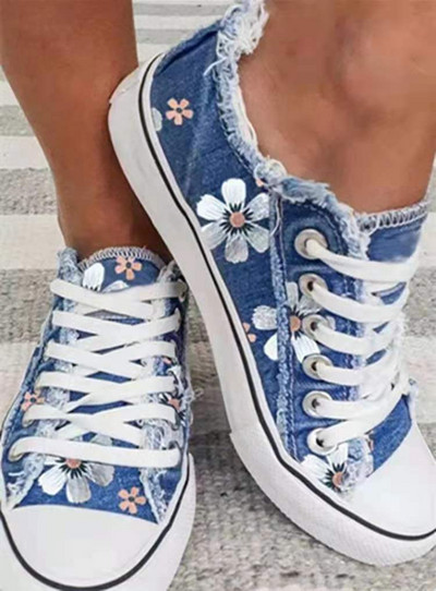 Pantofi de damă 2022 All Season Classic Retro Damă Denim șiret Pantofi de pânză ocazional Încălțăminte plată de vară Mărime mare 43