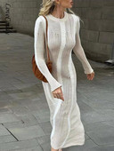 Γυναικείο φόρεμα See Through Knit Φόρεμα μακρυμάνικο Bodycon πλεκτό 2023 Φθινόπωρο Κομψό Γυναικείο ελαστικό Streetwear Vestidos