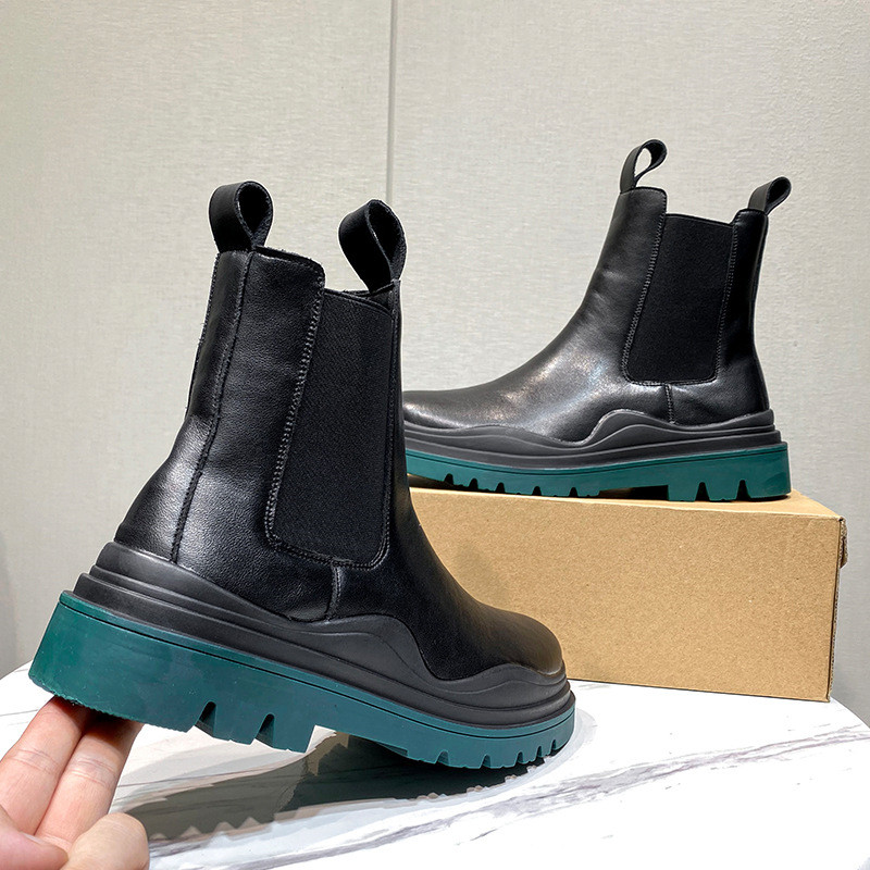 Ανδρικά σπαστά δερμάτινα μποτάκια Chelsea Ανδρικά μποτάκια slip on ankle Boots Casual Tound Toe Platform Fashion Streetwear
