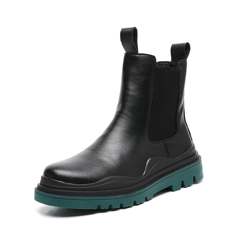 Ανδρικά σπαστά δερμάτινα μποτάκια Chelsea Ανδρικά μποτάκια slip on ankle Boots Casual Tound Toe Platform Fashion Streetwear