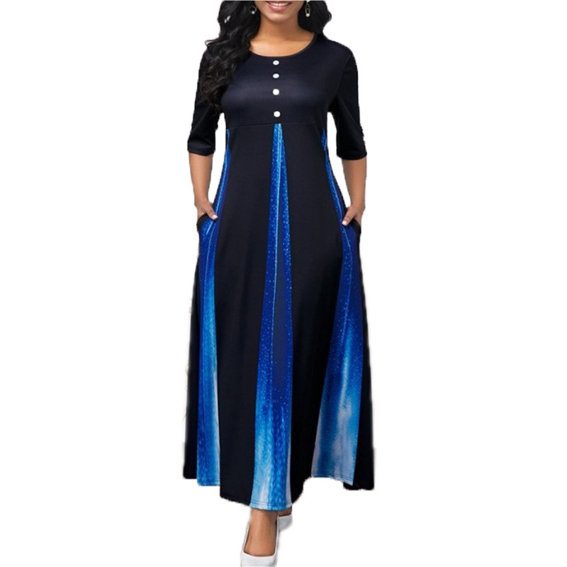 Moda femei roșie cu jumătate de mânecă elegantă cu gât rotund boho bandaj imprimeu rochie lungă midi dama casual subțire rochie dama