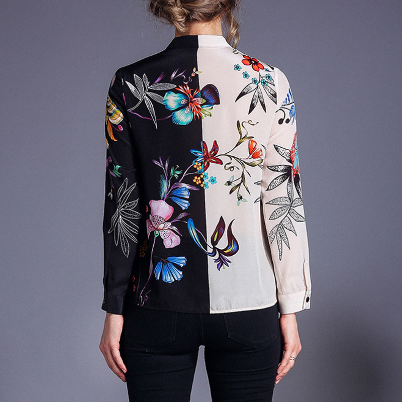 Cardigan cu guler casual Cămăși cu imprimeu Noi dame Topuri cu mânecă lungă Floral Femei Bluză Streetwear Bluse Mujer 8187 50