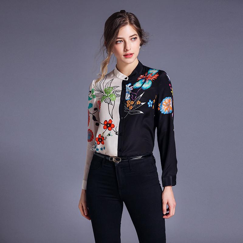 Cardigan cu guler casual Cămăși cu imprimeu Noi dame Topuri cu mânecă lungă Floral Femei Bluză Streetwear Bluse Mujer 8187 50