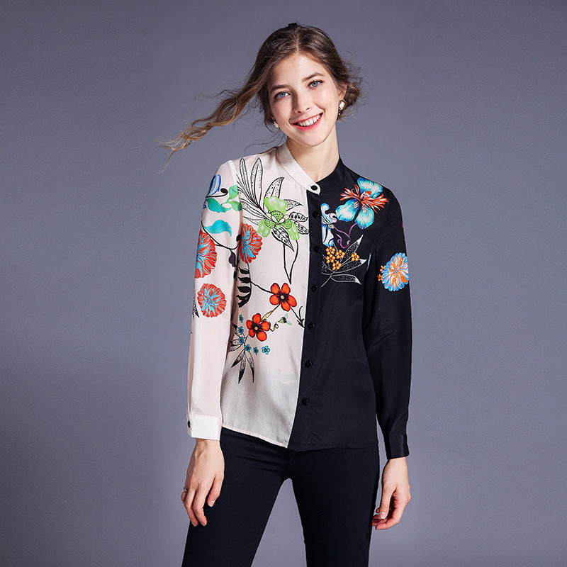 Cardigan cu guler casual Cămăși cu imprimeu Noi dame Topuri cu mânecă lungă Floral Femei Bluză Streetwear Bluse Mujer 8187 50