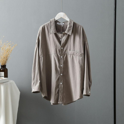 Nova ženska jednobojna velika bijela bluza s džepovima u obliku krila šišmiša, duga košulja s otvorenim ovratnikom, ležerna majica T96605F