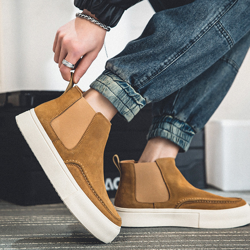 Încălțăminte de lux pentru siguranță, confort pentru bărbați, pantofi pentru sudor cu vârf de oțel, anti-scântei, cizme de siguranță pentru muncă pentru bărbați, în aer liber, cizme Chelsea