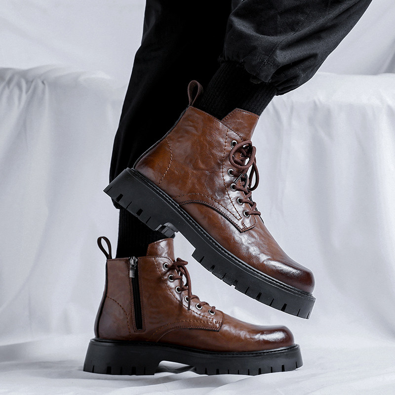 Δερμάτινες μπότες βρετανικού στυλ Ανδρικές ψηλές επίσημες μπότες γραφείου Μόδα καθημερινές μπότες Νέες μπότες οδήγησης εξωτερικού χώρου