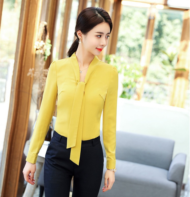 Svečane ženske bluze i košulje Narančasta uredska moda dugih rukava Ženska radna odjeća Bluze OL stil