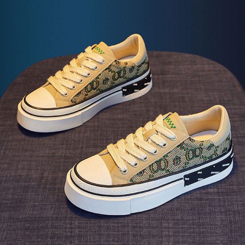 Zelene dizajnerske ženske cipele Trend 2023. Ležerna moda Jesen Running Mirror Luksuzne ženske platnene tenisice s debelim dnom od kamenčića