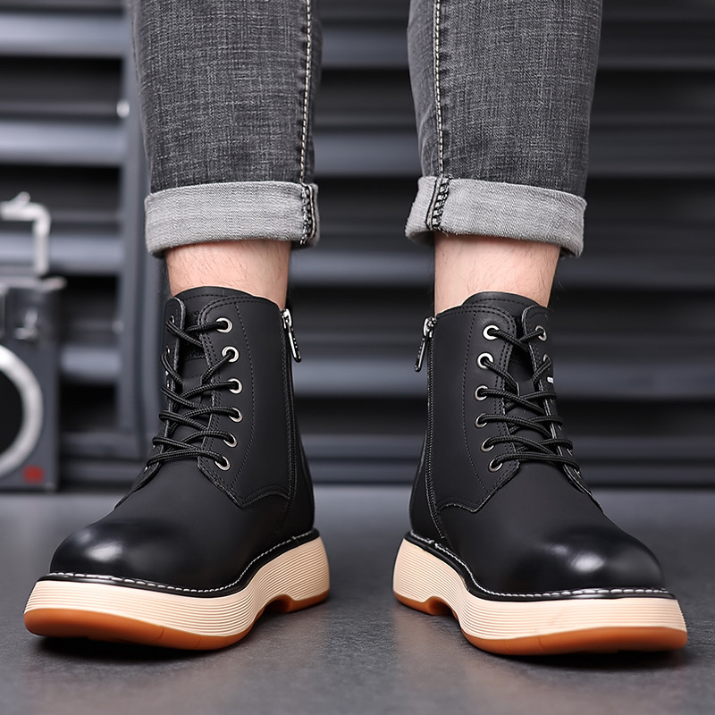 2023 Reducere fierbinte Pantofi pentru bărbați Cizme Martin casual Cizme de lucru pentru bărbați Cizme înalte Cizme din piele din piele Cizme pentru bărbați de culoare solidă