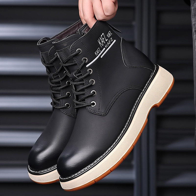 2023 Reducere fierbinte Pantofi pentru bărbați Cizme Martin casual Cizme de lucru pentru bărbați Cizme înalte Cizme din piele din piele Cizme pentru bărbați de culoare solidă