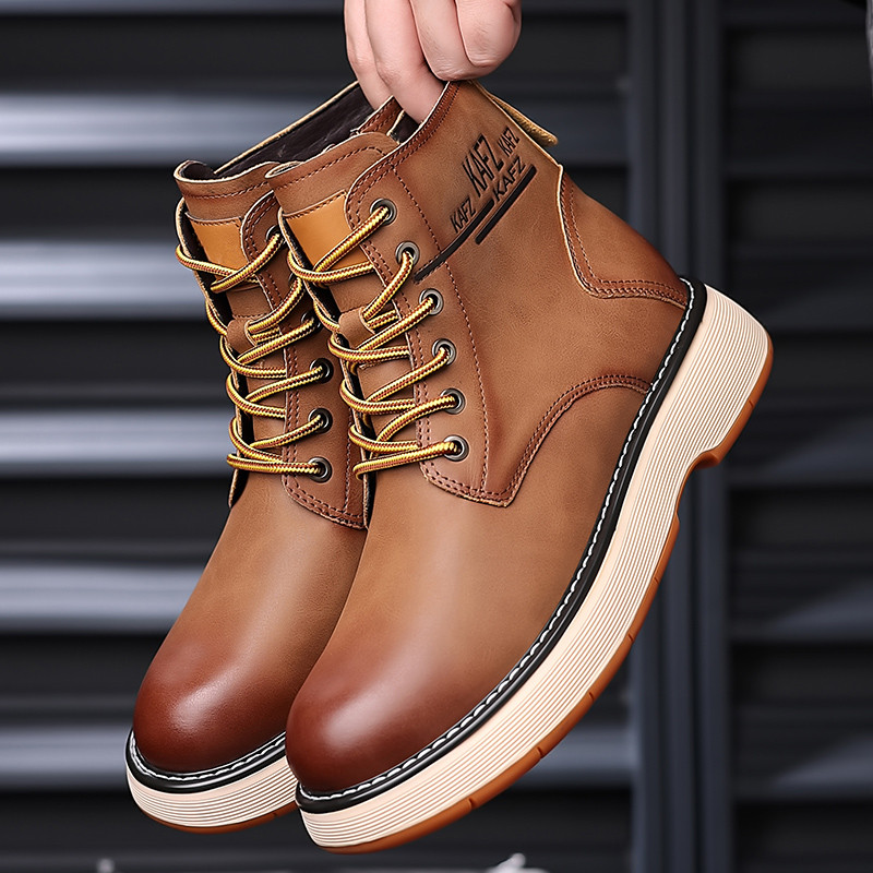 2023 Reducere fierbinte Pantofi pentru bărbați Cizme Martin casual Cizme de lucru pentru bărbați Cizme înalte Cizme din piele din piele Cizme pentru bărbați de culoare solidă