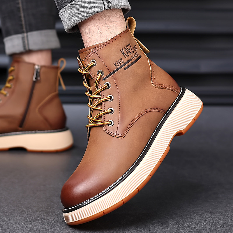 2023 Reducere fierbinte Pantofi pentru bărbați Cizme Martin casual Cizme de lucru pentru bărbați Cizme înalte Cizme din piele din piele Cizme pentru bărbați de culoare solidă