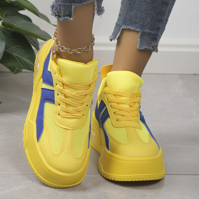 Modne zdepaste tenisice sa zračnim jastukom Ženske prozračne debele vulkanizirane cipele Ženske jesenske 2023. Tenisice s platformom na vezanje