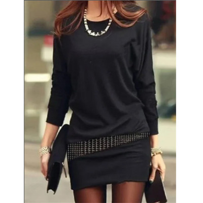 Γυναικεία μόδα εμπριμέ με μανίκια από νυχτερίδα Φαρδιά γοφό φόρεμα Γυναικείο casual μονόχρωμο τύπωμα μακρυμάνικο απλότητα ιδιοσυγκρασία Ρούχα