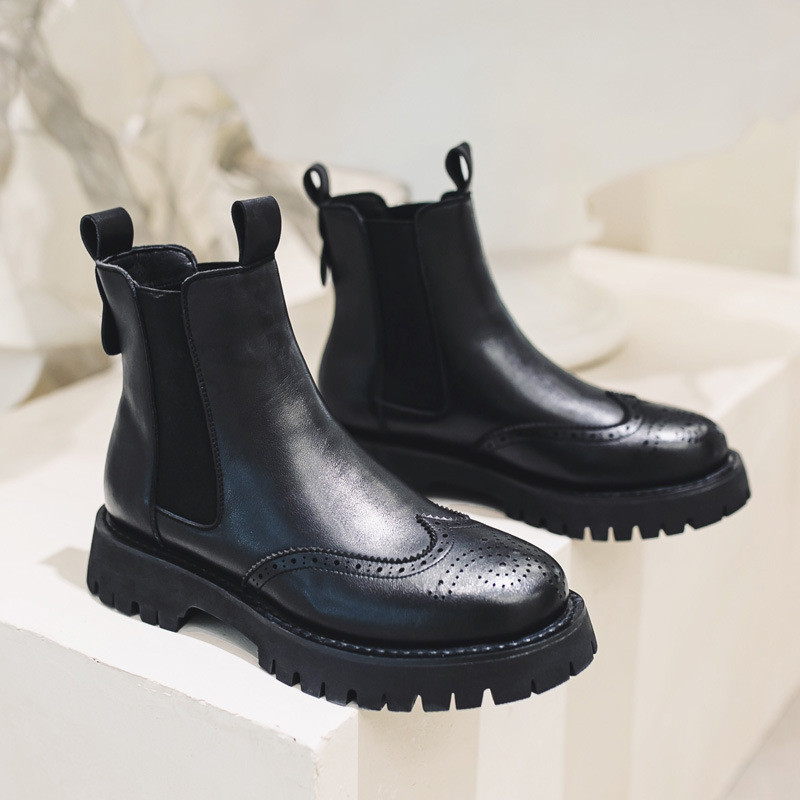 ανδρικό φόρεμα νυχτερινής διασκέδασης φόρεμα τσέλσι μπότες αυθεντικά δερμάτινα παπούτσια brogue καουμπόη μπότα μπότα πλατφόρμα τάση μπότας αστράγαλος άντρας