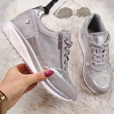 Γυναικεία παπούτσια Γυναικεία φθινόπωρο Γυναικεία μόδα Άνετα Παπούτσια Γυναικεία με φερμουάρ αντιολισθητικά Flats Sneakers Solid Wedge Αθλητικά παπούτσια Γυναικεία