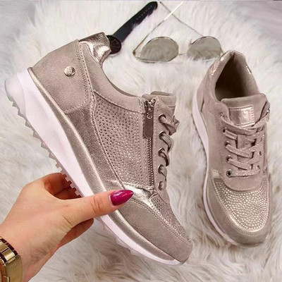 Γυναικεία παπούτσια Γυναικεία φθινόπωρο Γυναικεία μόδα Άνετα Παπούτσια Γυναικεία με φερμουάρ αντιολισθητικά Flats Sneakers Solid Wedge Αθλητικά παπούτσια Γυναικεία